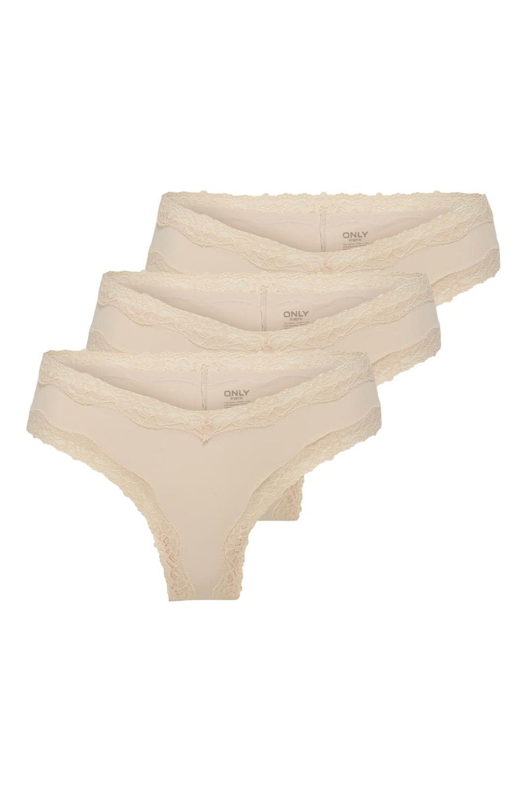 Only - Onltracy V Cut Lace Cheeky Brief 3Pk Acc - 4840575 Peach Taffy X3