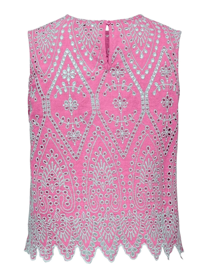 Only - Onltulum Sl Emb Top - 4764210 Fuchsia Pink Bright White Emb. Toppe 