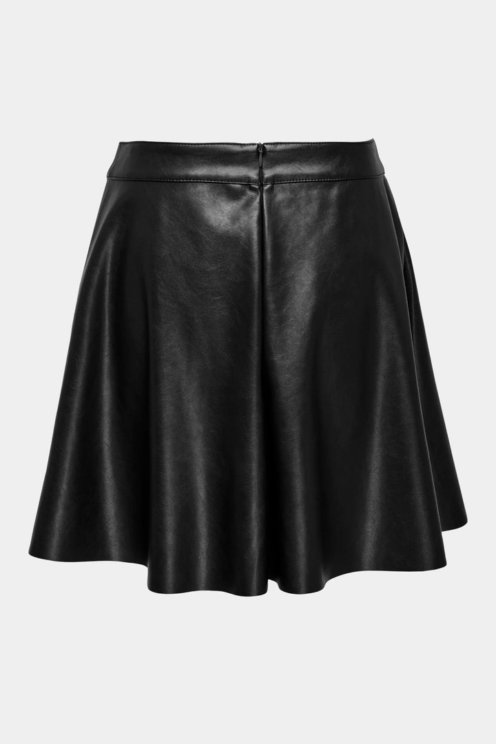 Only - Onluna Faux Leather Flared Skirt - 4851965 Black Nederdele 