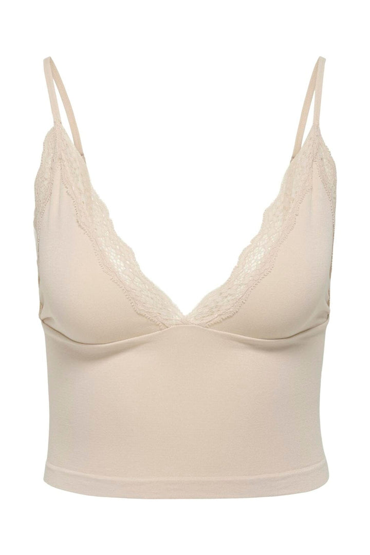 Only - Onlvicky Lace Singlet V-Neck Acc - 4816298 Peach Taffy