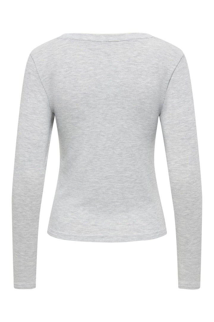 Only - Onlvirro L/S U-Neck Double Top - 5169837 Light Grey Melange Cloud Dancer