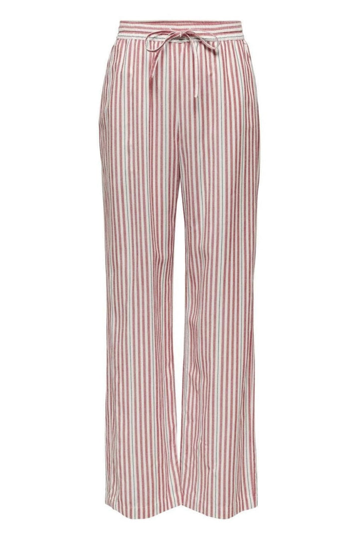 Only - Onlwindy Life Linen Bl Pull-Up - 4714535 Cloud Dancer W High Risk Red/Black Bukser 