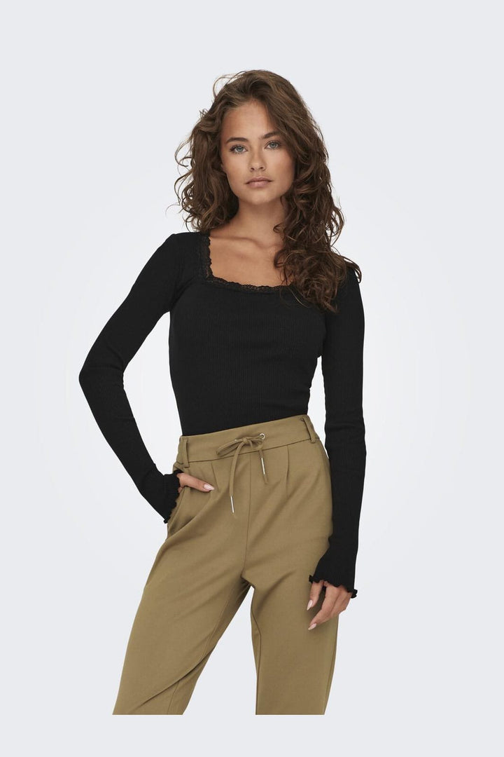 Only - Onlxena L/S Lace Top - 4371278 Black