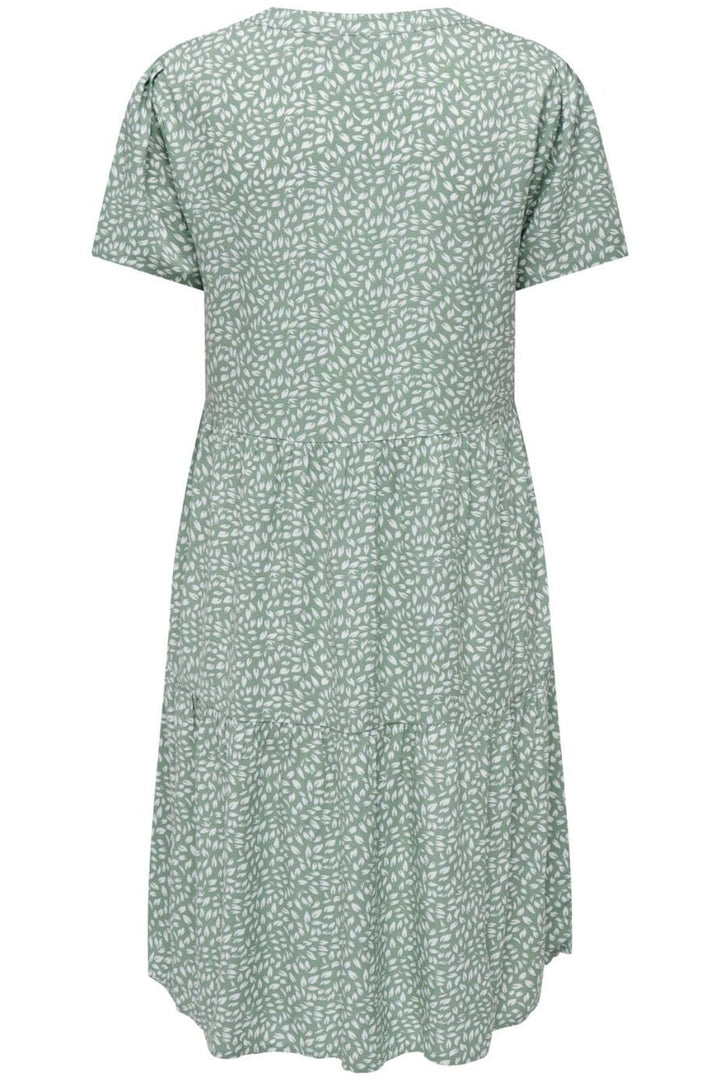 Only - Onlzally Life S/S Thea Dress 15262674 - 3936374 - Chinois Green White Leafs