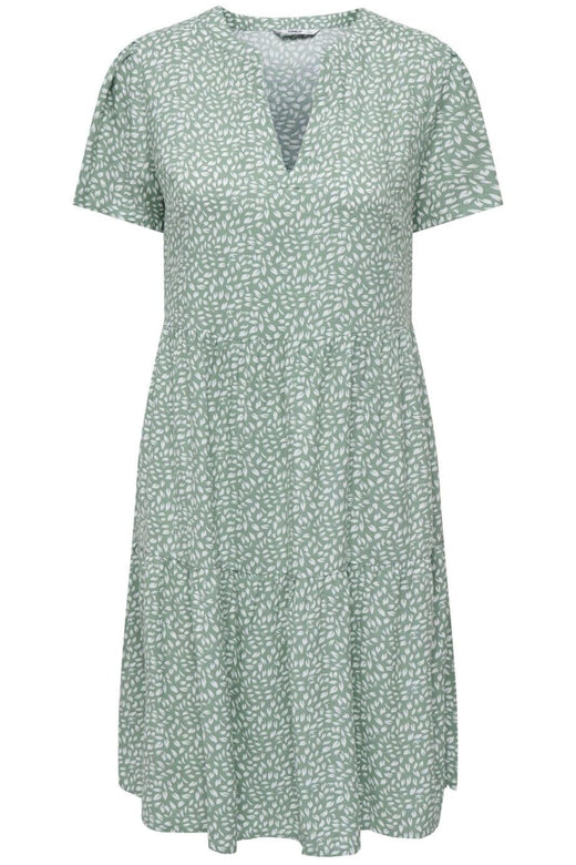 Only - Onlzally Life S/S Thea Dress 15262674 - 3936374 - Chinois Green White Leafs