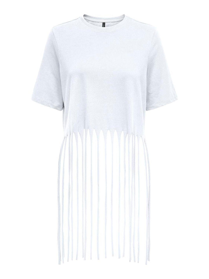 Only - Onlzinna S/S Fringe Top Box - 4832872 Bright White Wide Fringe Hem