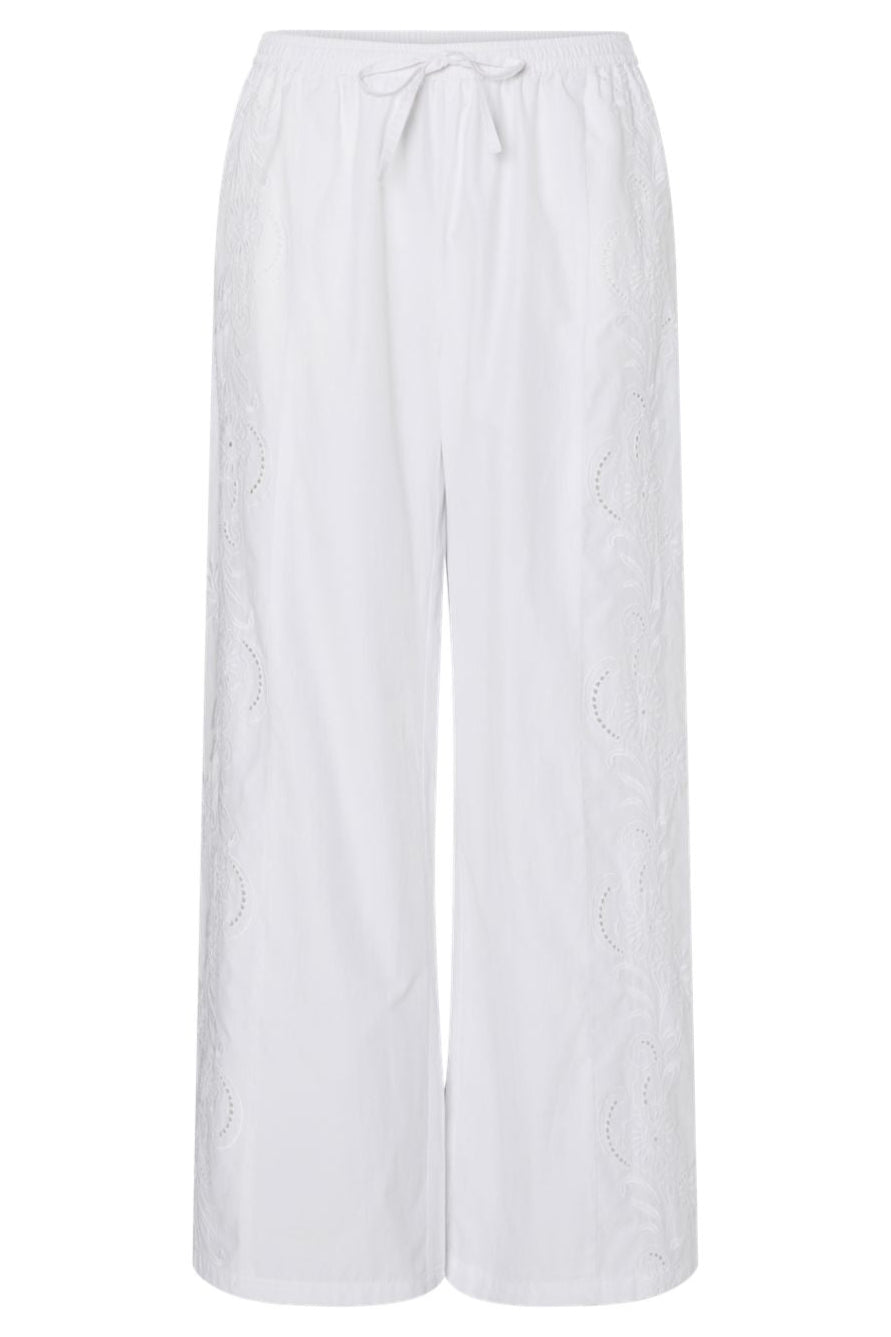 Pieces - Pcalba Wide Emb Pant - 4861911 Bright White