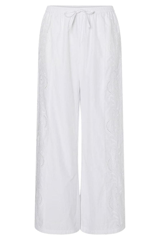 Pieces - Pcalba Wide Emb Pant - 4861911 Bright White Bukser 