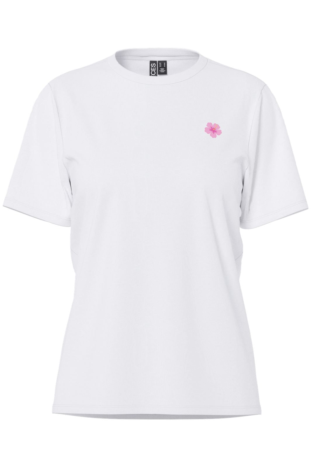 Pieces - Pcalifi Fasttrack Ss Oversize Tee - 4956830 Bright White Small Flower In Front-Amalfi Italy On The Back