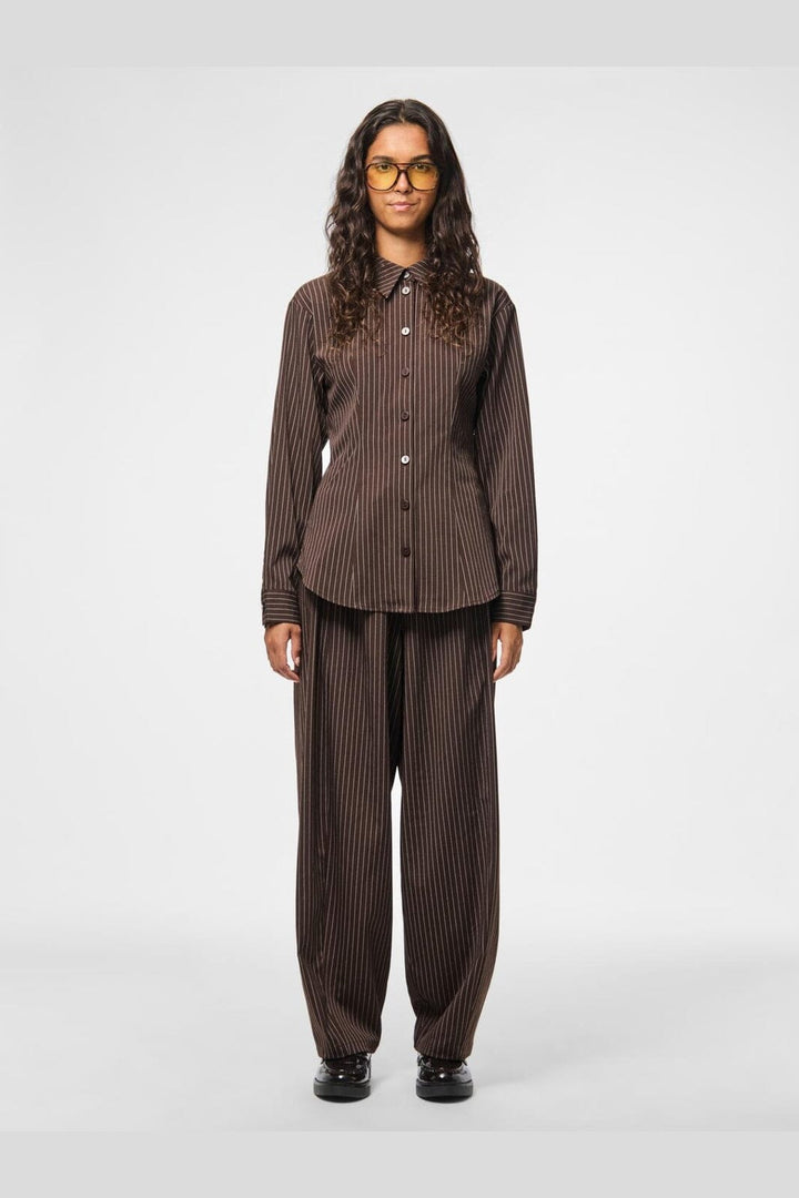 Pieces - Pcanja Ls Fitted Shirt - 5078695 Delicioso Pinstripe