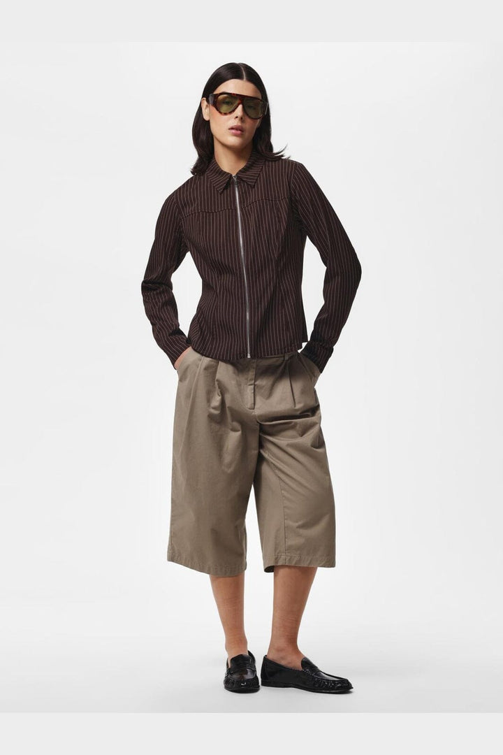 Pieces - Pcanja Ls Zip Shirt - 5200653 Delicioso Pinstripes