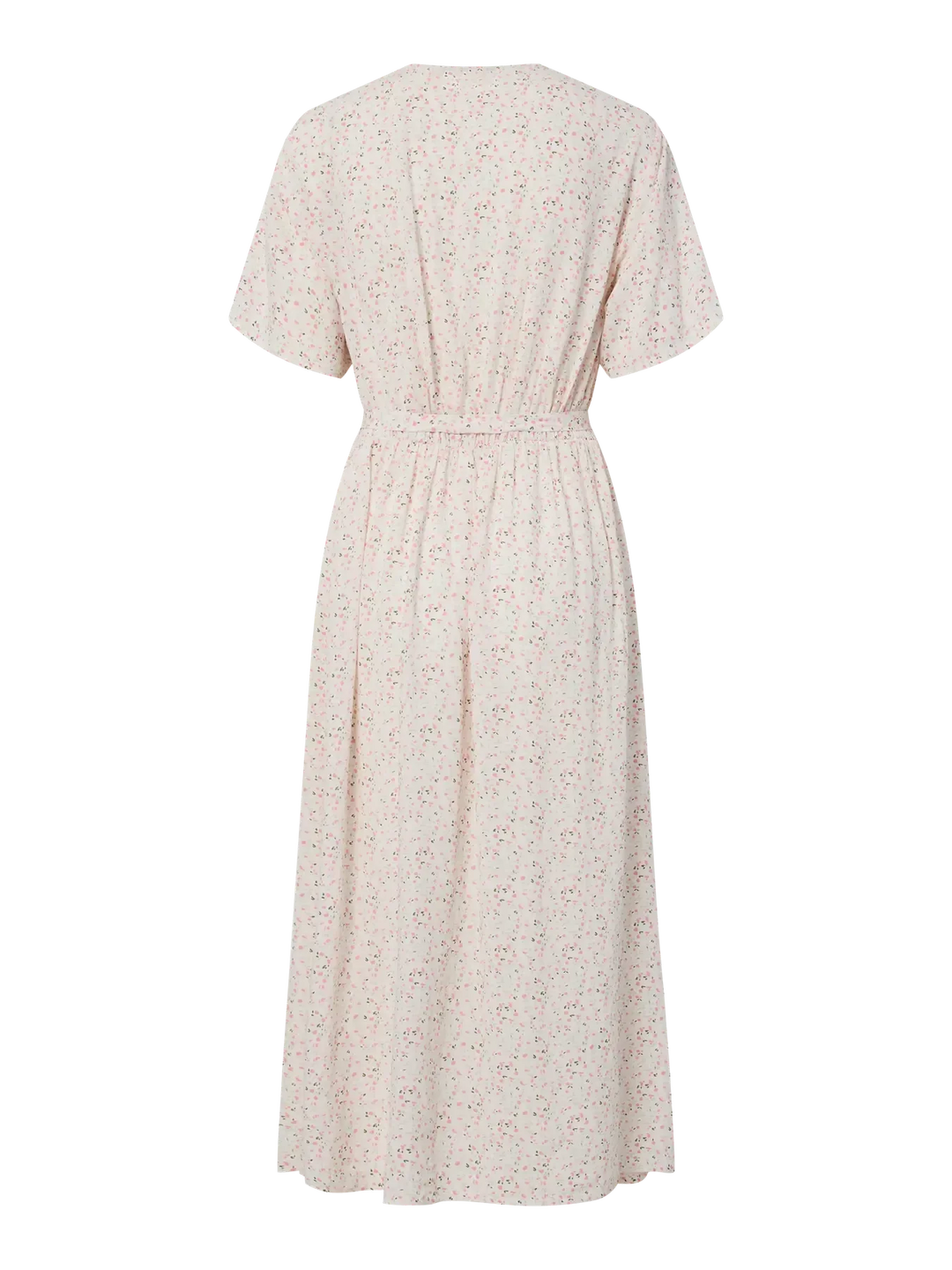 Pieces - Pcbarri Ss Midi V-Neck Dress Msa - 4983766 Cloud Dancer Ditsy Flower Feel Kjoler 