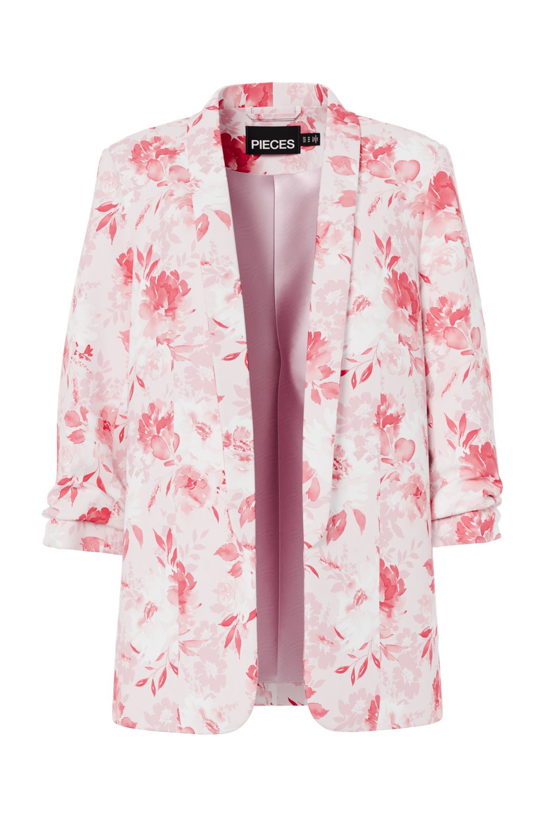 Pieces - Pcbosella 3/4 Printed Blazer - 4924919 Cloud Dancer Pink Flower