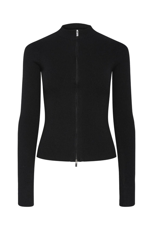 Pieces - Pccrista Ls Zip Knit Cardigan - 4633680 Black