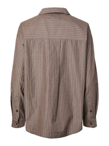 Pieces - Pcemmy Ls Loose Shirt - 5006160 Chicory Coffee Java/White Skjorter 