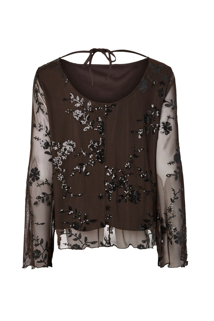 Pieces - Pcevita Ls Loose Top - 5178145 Wren Black Sequins