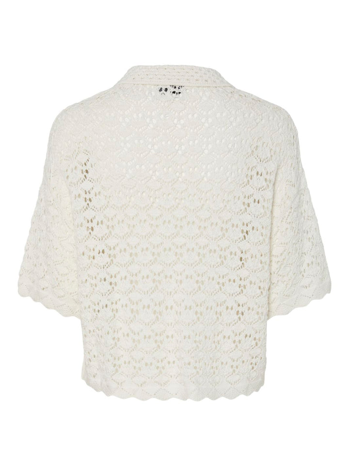Pieces - Pcfalka Ss Knit Shirt - 4776518 Cloud Dancer