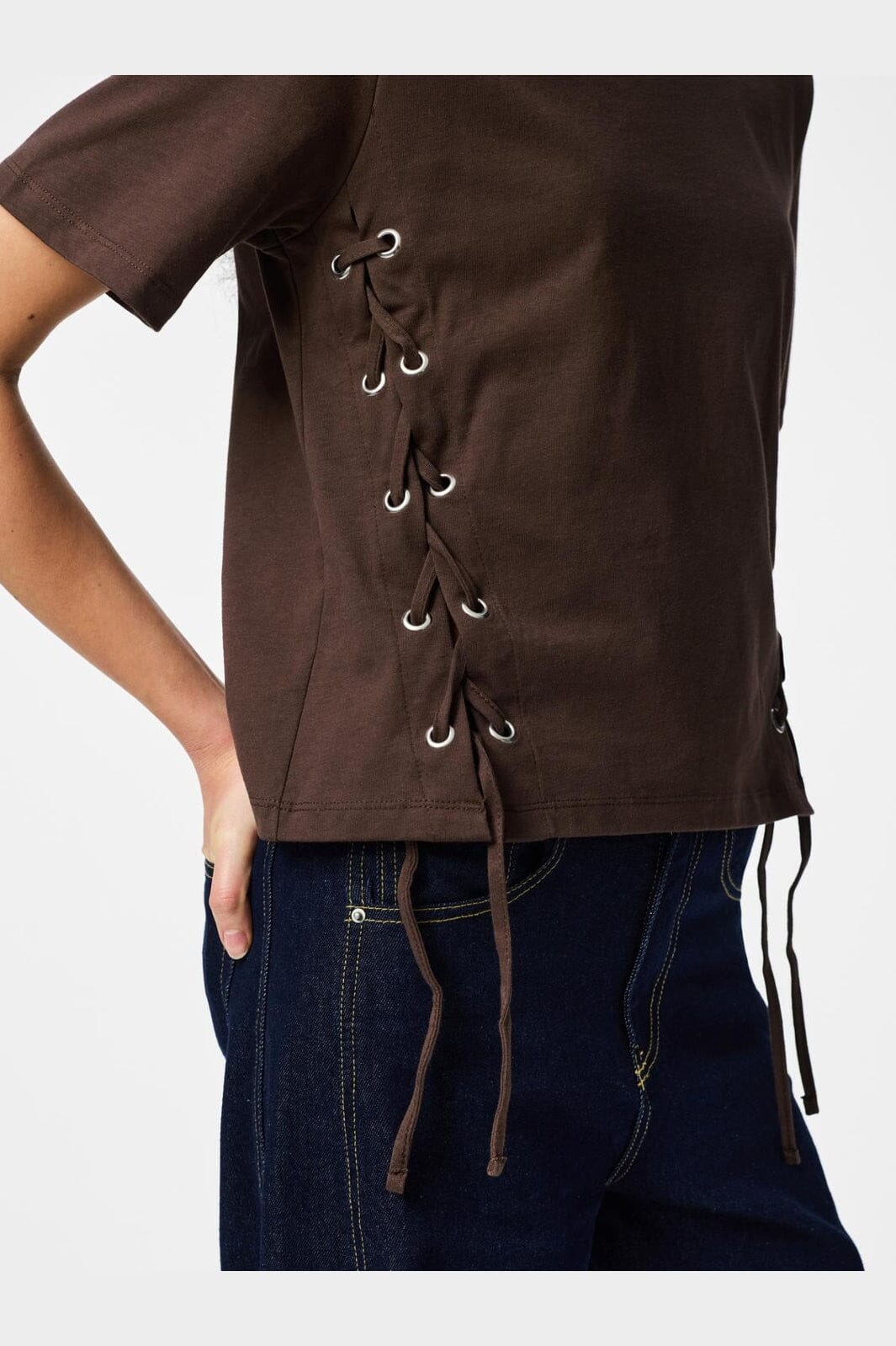 Pieces - Pcfenja Ss Tie Detail T-Shirt Jsr Pp - 5100338 Hot Fudge