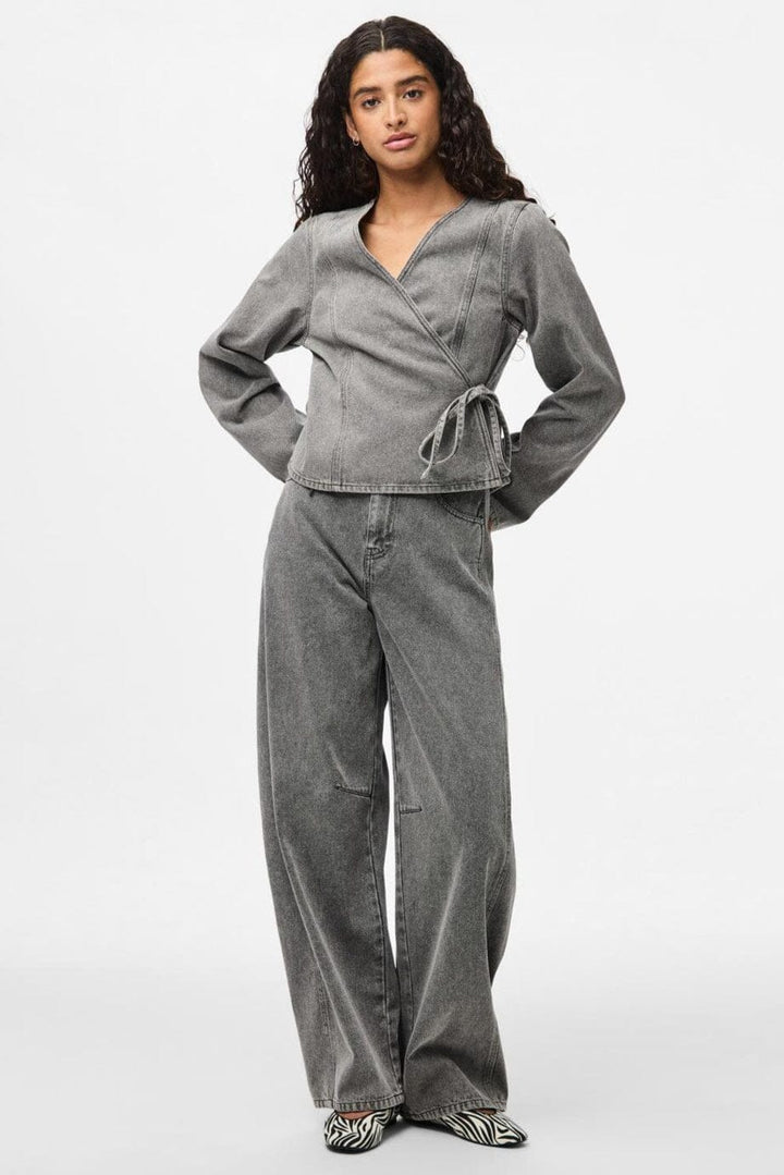 Pieces - Pcfenna Ls Denim Wrap Shirt Fsy - 4986827 Grey Denim