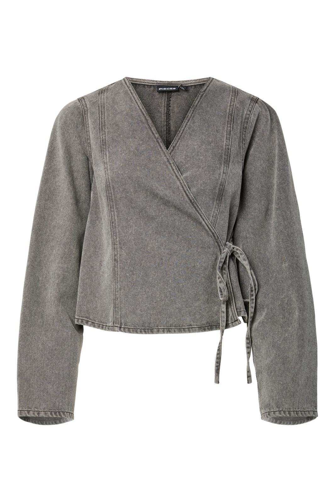 Pieces - Pcfenna Ls Denim Wrap Shirt Fsy - 4986827 Grey Denim