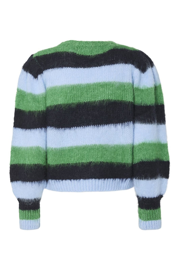 Pieces - Pcficca Ls Short Knit Fsy - 4752746 Fern Green Navy Blazer/Cashmere Blue