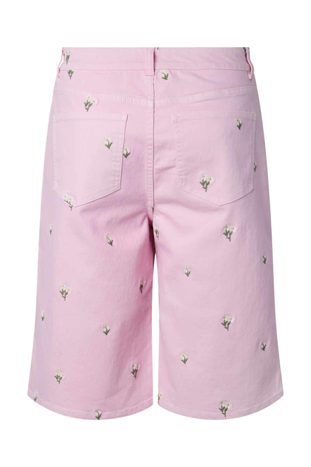 Pieces - Pcflora Long Emb Shorts - 5124683 Roseate Spoonbill Yellow Flower Embroidery