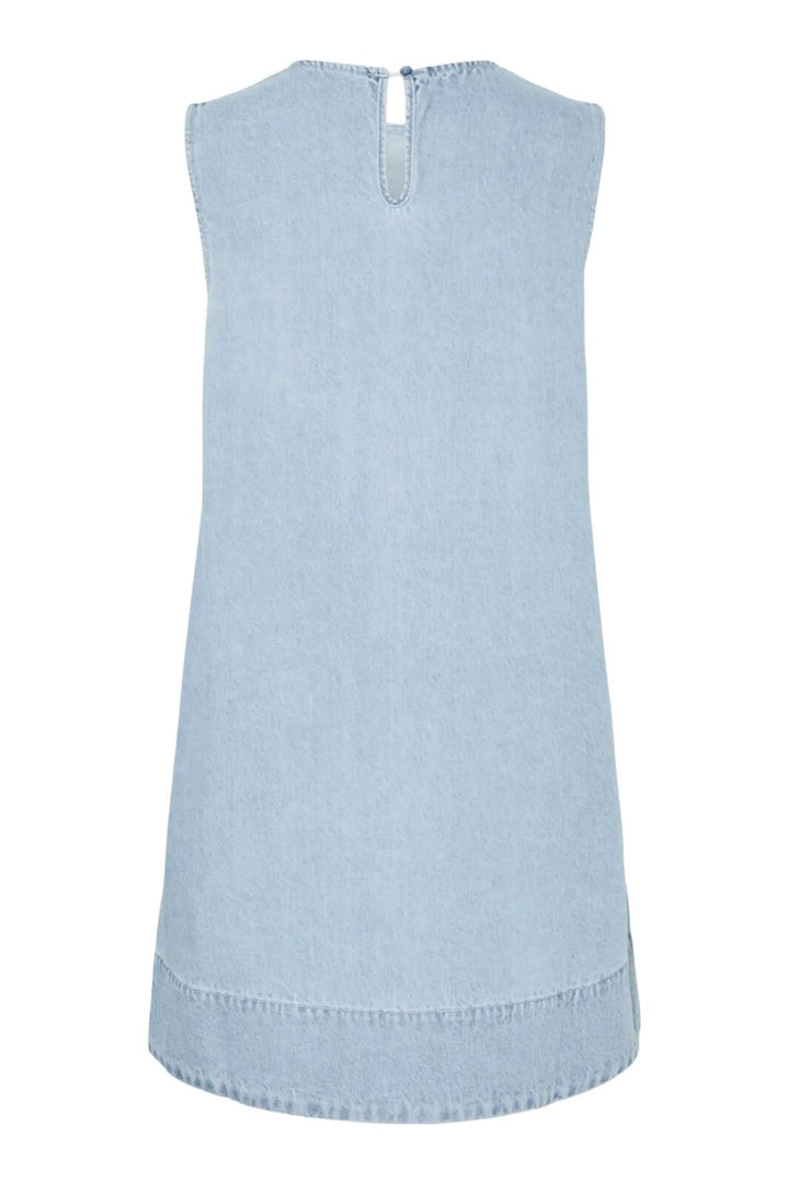 Pieces - Pcflora Sl Mini Denim Dress - 4793356 Light Blue Denim