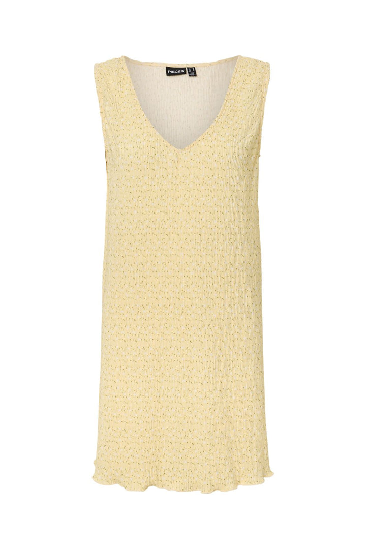 Pieces - Pcflora Sl Tank Rev. Dress Msa - 4963666 French Vanilla Small White Flowers