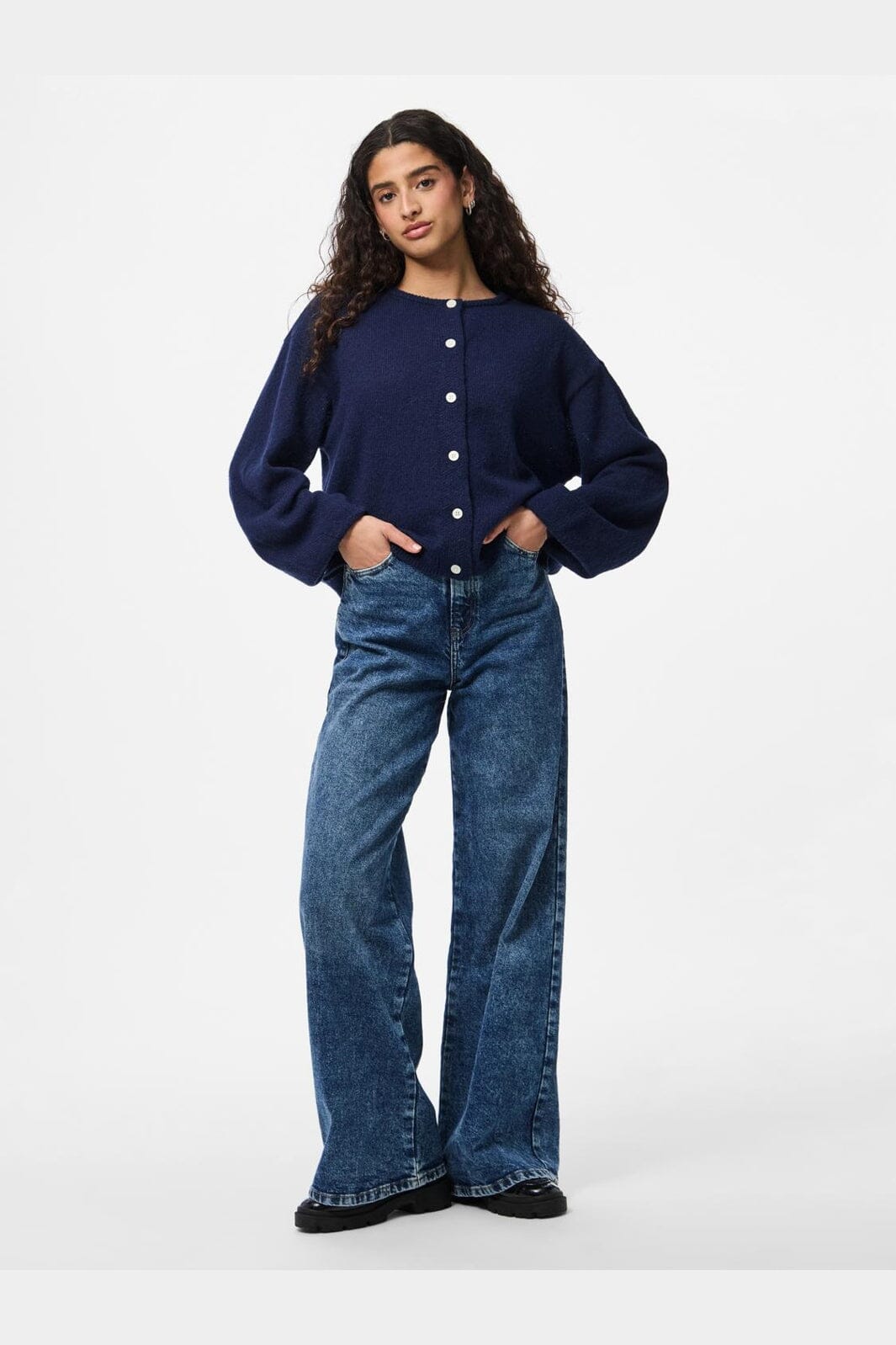 Pieces - Pcida Ls O-Neck Knit Cardigan - 4805038 Maritime Blue