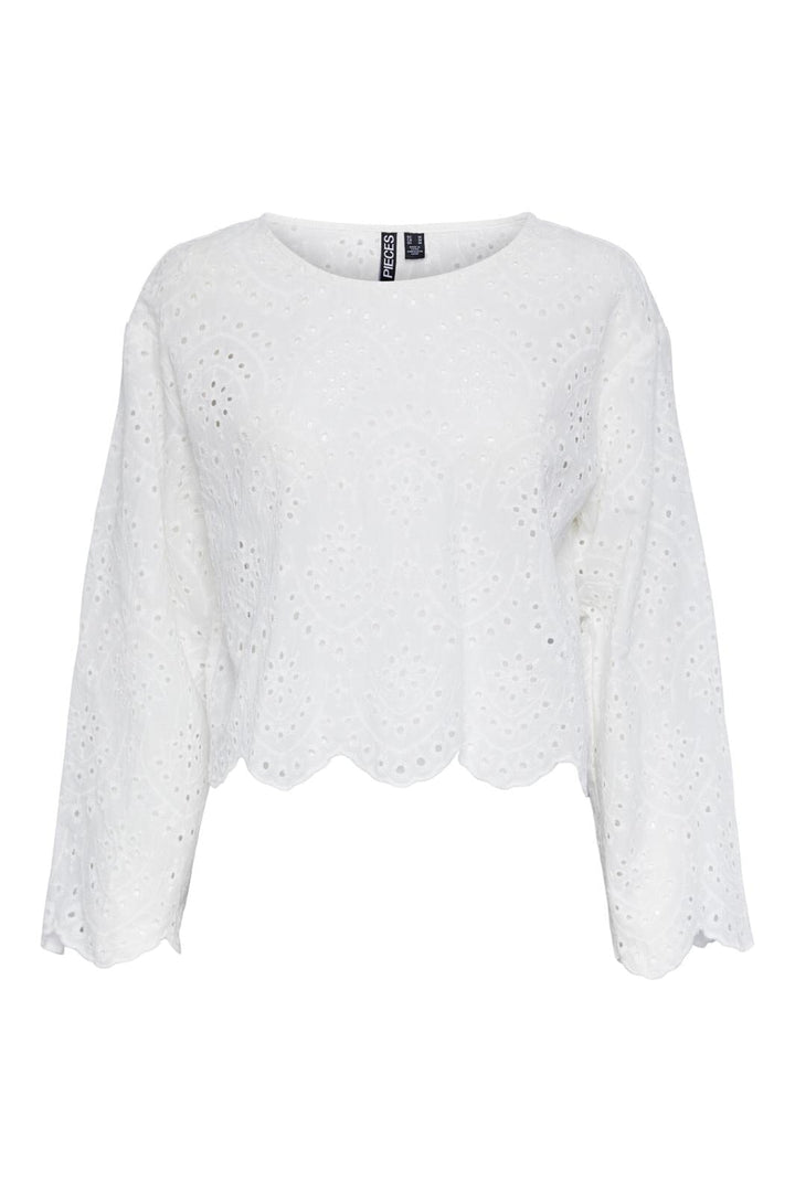 Pieces, Pcjanni Ls O-Neck Top, Bright White