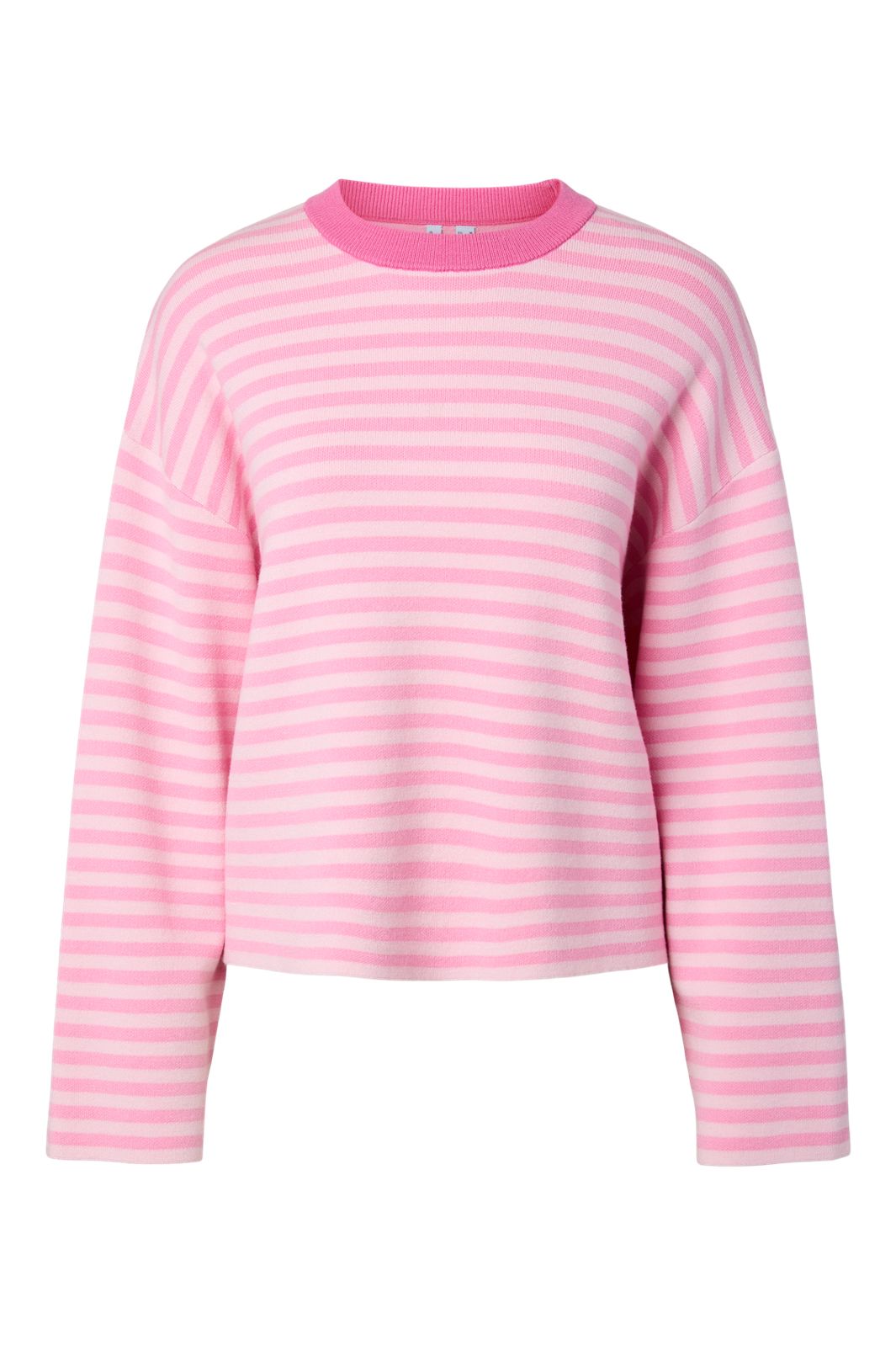 Pieces - Pcjassy Ls O-Neck Knit - 5180754 Roseate Spoonbill Sea Pink - Hot Pink Neckline