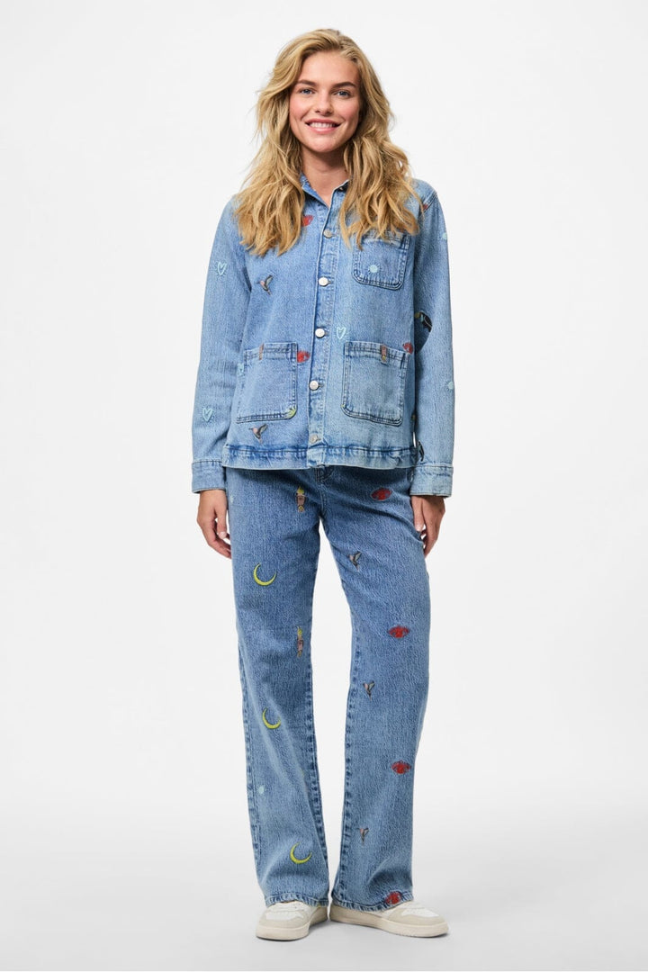 Pieces - Pcjidi Ls Denim Shacket Mpa - 4817585 Medium Blue Denim