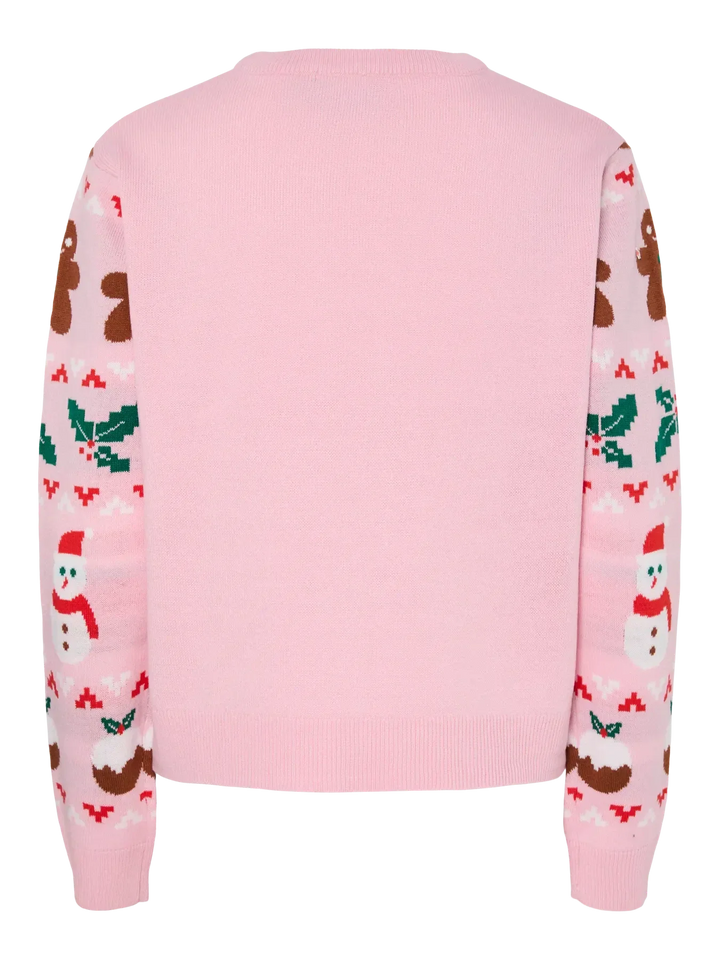 Pieces - Pcjolly Xmas Ls O-Neck Knit Pullover - 4692471 Prism Pink X-Mas Strikbluser 