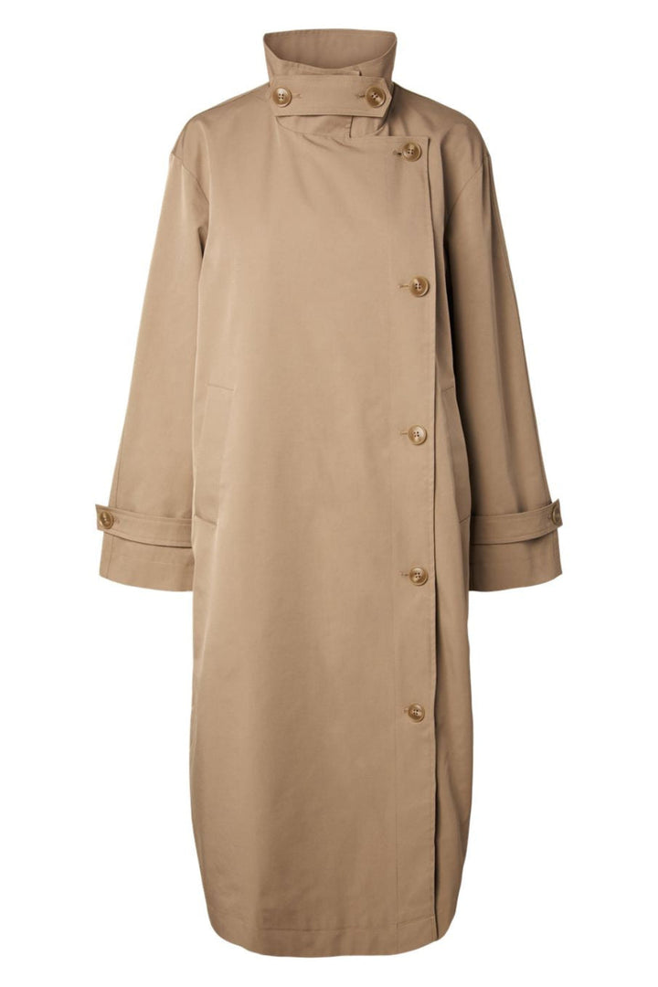 Pieces - Pcjorma High Neck Long Jacket - 5190901 Greige