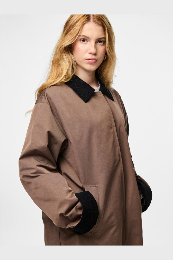 Pieces - Pcjorma Long Corduroy Jacket - 5099945 Coffee Quartz Black
