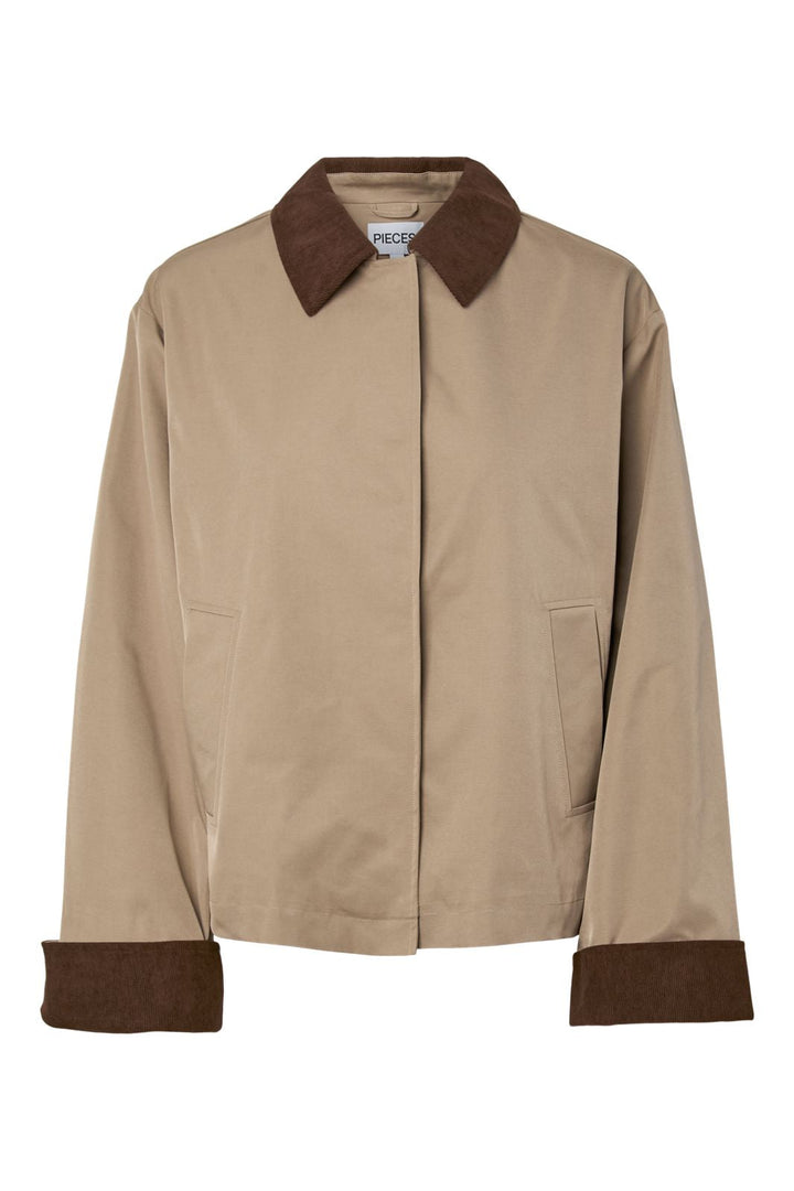 Pieces - Pcjorma Short Light Jacket - 5023305 Greige Hot Fudge