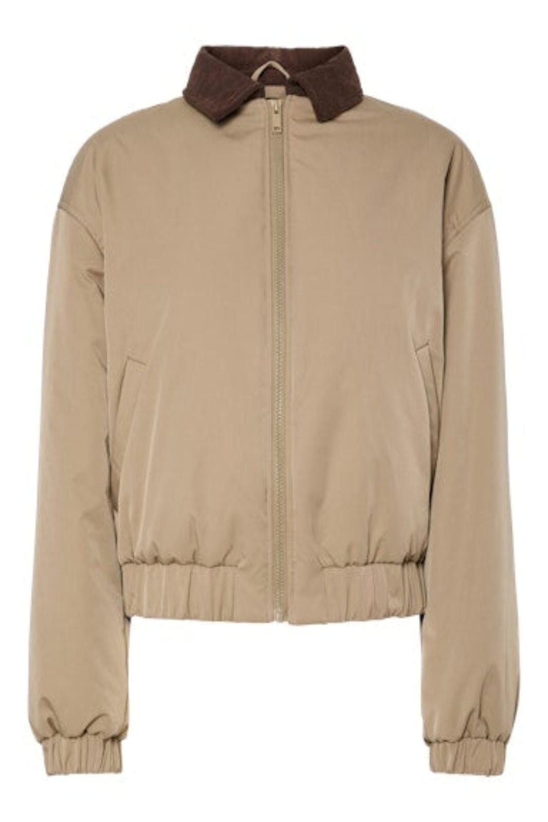 Pieces - Pcjorma Short Padded Bomber Jacket - 4889738 Greige Hot Fudge Frakker 