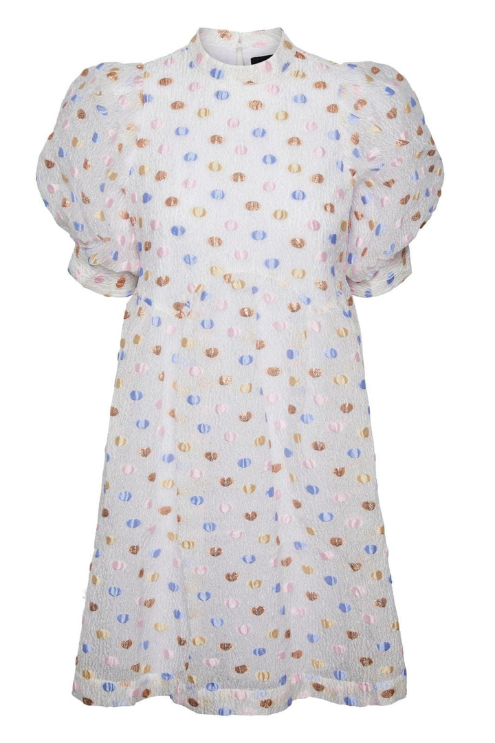 Pieces - Pcjulia Ss Dress - Bright White MULTI DOTS Kjoler 