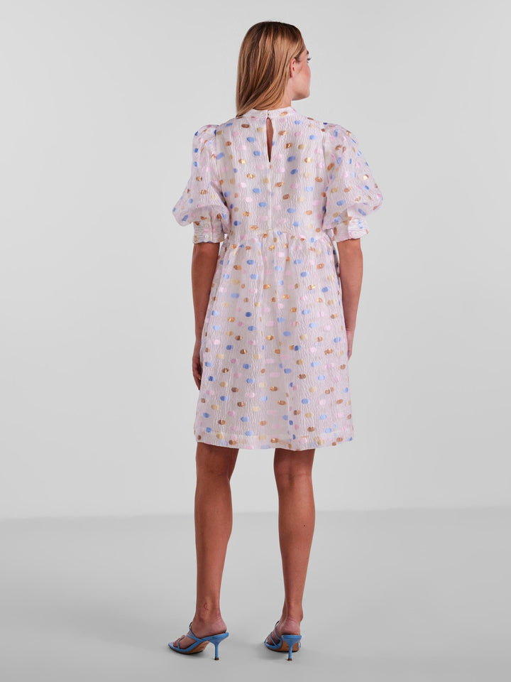 Pieces - Pcjulia Ss Dress - Bright White MULTI DOTS Kjoler 