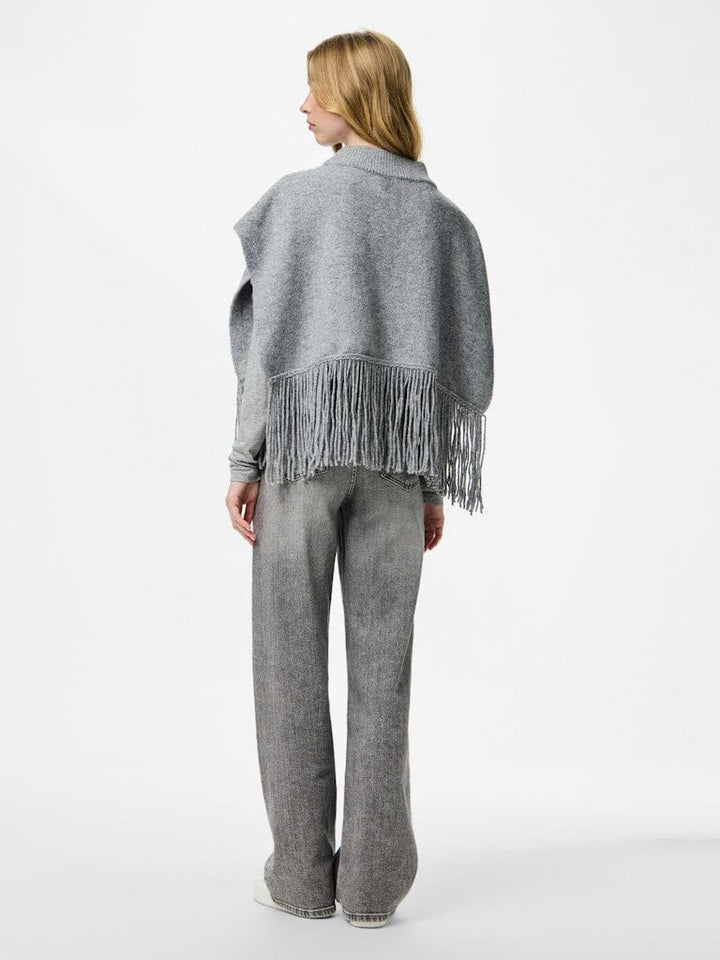 Pieces - Pcjulle Poncho - 4835307 Light Grey Melange Ponchoer 