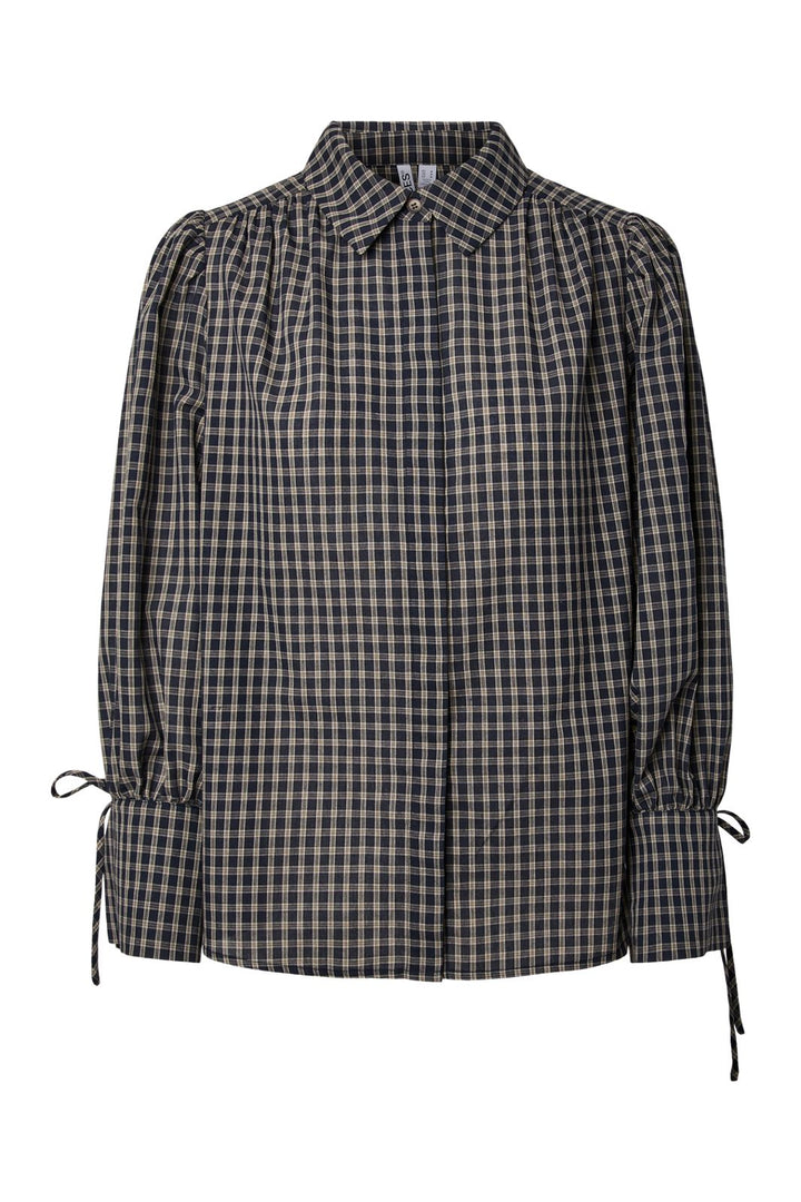 Pieces - Pcjuna Ls Pleated Detail Shirt Wnv - 5179492 Maritime Blue Birch