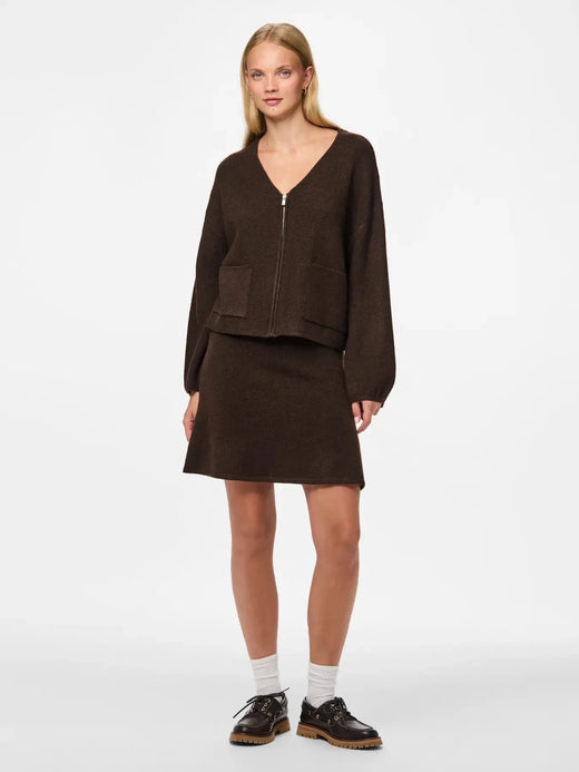 Pieces - Pcjunna Ls V-Neck Knit Cardigan - 4819445 Hot Fudge Melange Cardigans 