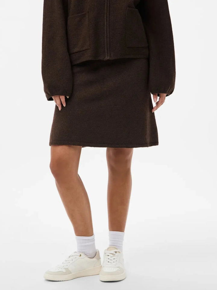 Pieces - Pcjunna Short Knit Skirt - 4819439 Hot Fudge Melange Nederdele 