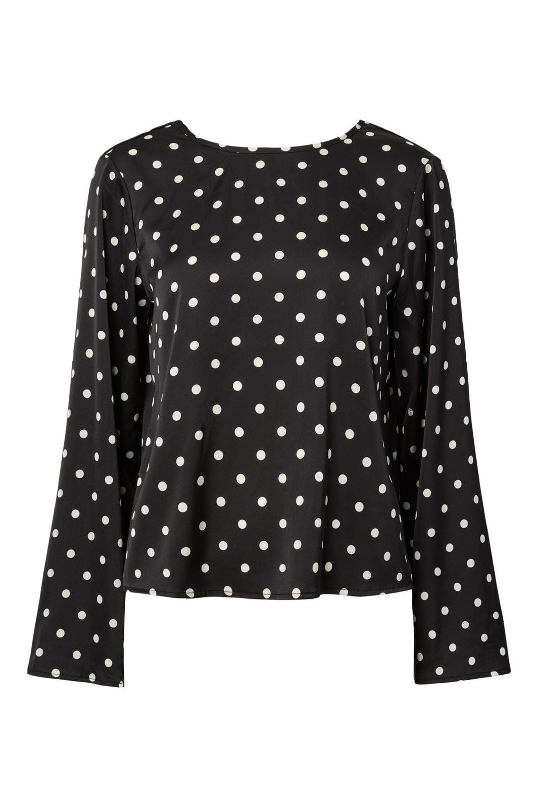 Pieces - Pcjytta Ls Satin Top - 5052187 Black White Dots Bluser 