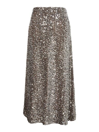 Pieces - Pckam Ankle Skirt - 4859175 Morel Silver Sequins Nederdele 