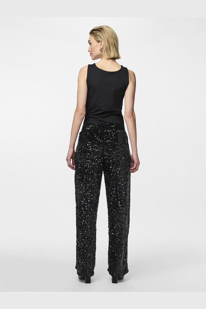 Pieces - Pckam Wide Pant - 4617668 Black Black Sequins