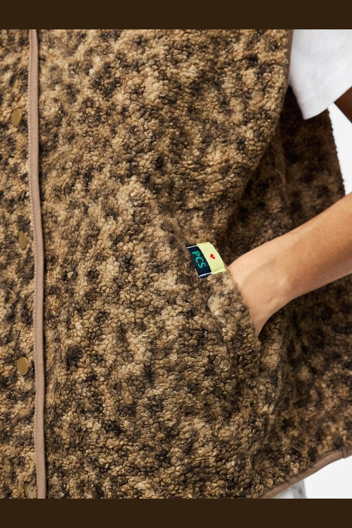 Pieces - Pckatty Teddy Vest - 4941395 Tannin Leopard