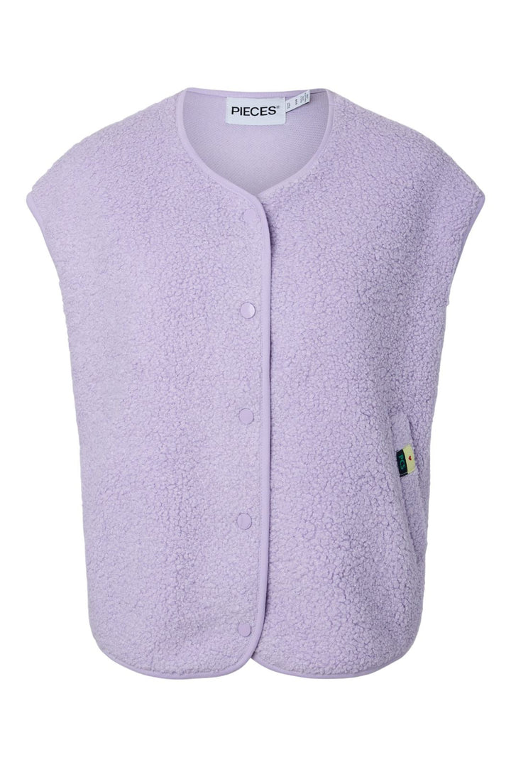 Pieces - Pckatty Teddy Vest - 5044067 Pastel Lilac