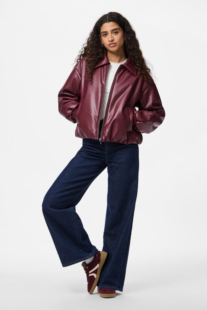 Pieces - Pclara Padded Coated Bomber Jacket - 4948870 Tawny Port Jakker 