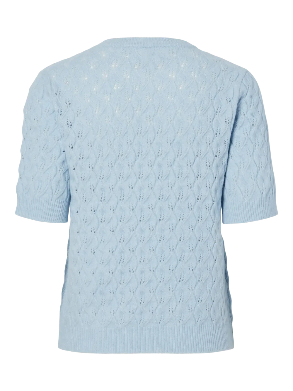 Pieces - Pclelou Ss O-Neck Knit - 4941340 Cashmere Blue Melange Strikbluser 